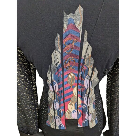 Save The Queen Womens Button Up Shirt Blouse Top Large Black Artsy Avant Garde - Picture 7 of 11